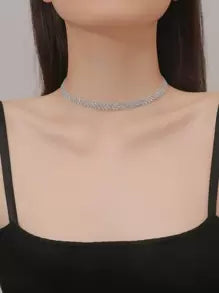 Women Elegant Rhinestone Decor Choker