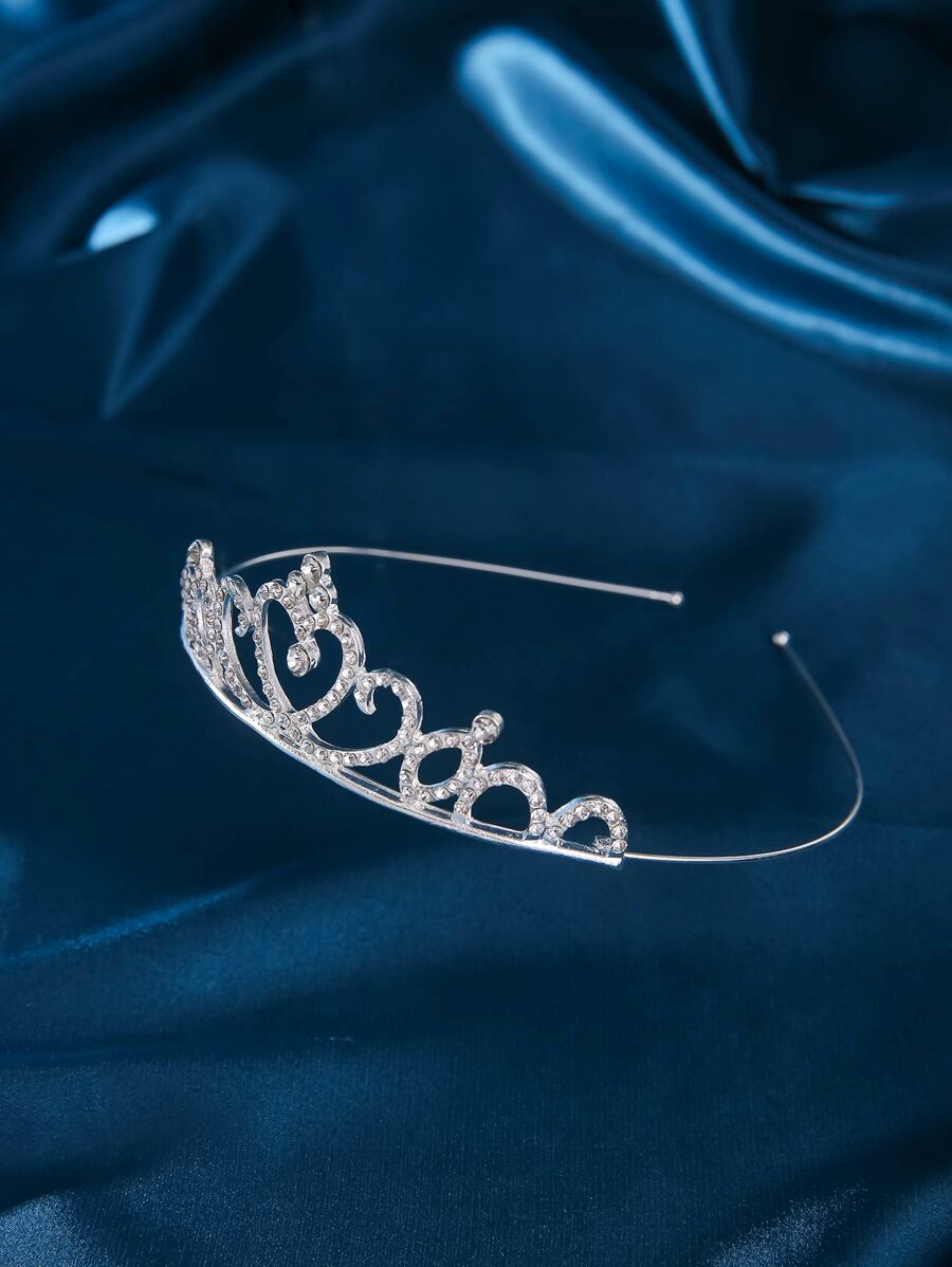 1pc Women Rhinestone Heart Decor Luxury Style Bridal Headband Party Tiaras  Hair Accessories