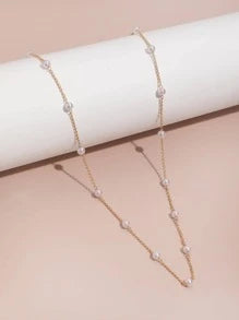 1pc Faux Pearl Necklace, Delicate Small Choker Necklace For Women .