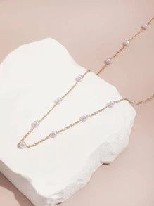1pc Faux Pearl Necklace, Delicate Small Choker Necklace For Women .
