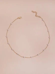 1pc Faux Pearl Necklace, Delicate Small Choker Necklace For Women .
