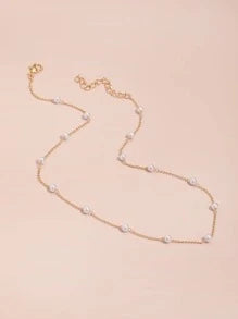 1pc Faux Pearl Necklace, Delicate Small Choker Necklace For Women .