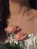 1pc Faux Pearl Necklace, Delicate Small Choker Necklace For Women .