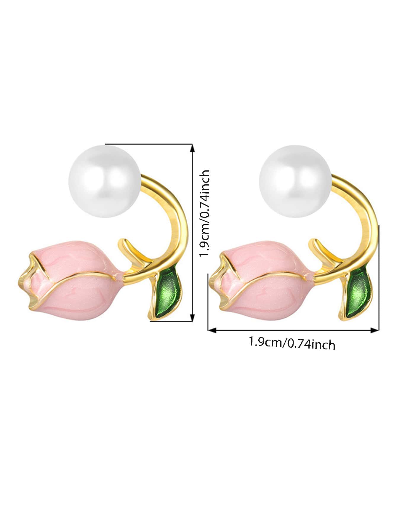 1 Pair Pink Tulip Earrings, 2 Stud Earrings, Petite & Fashionable, Sweet & Elegant .