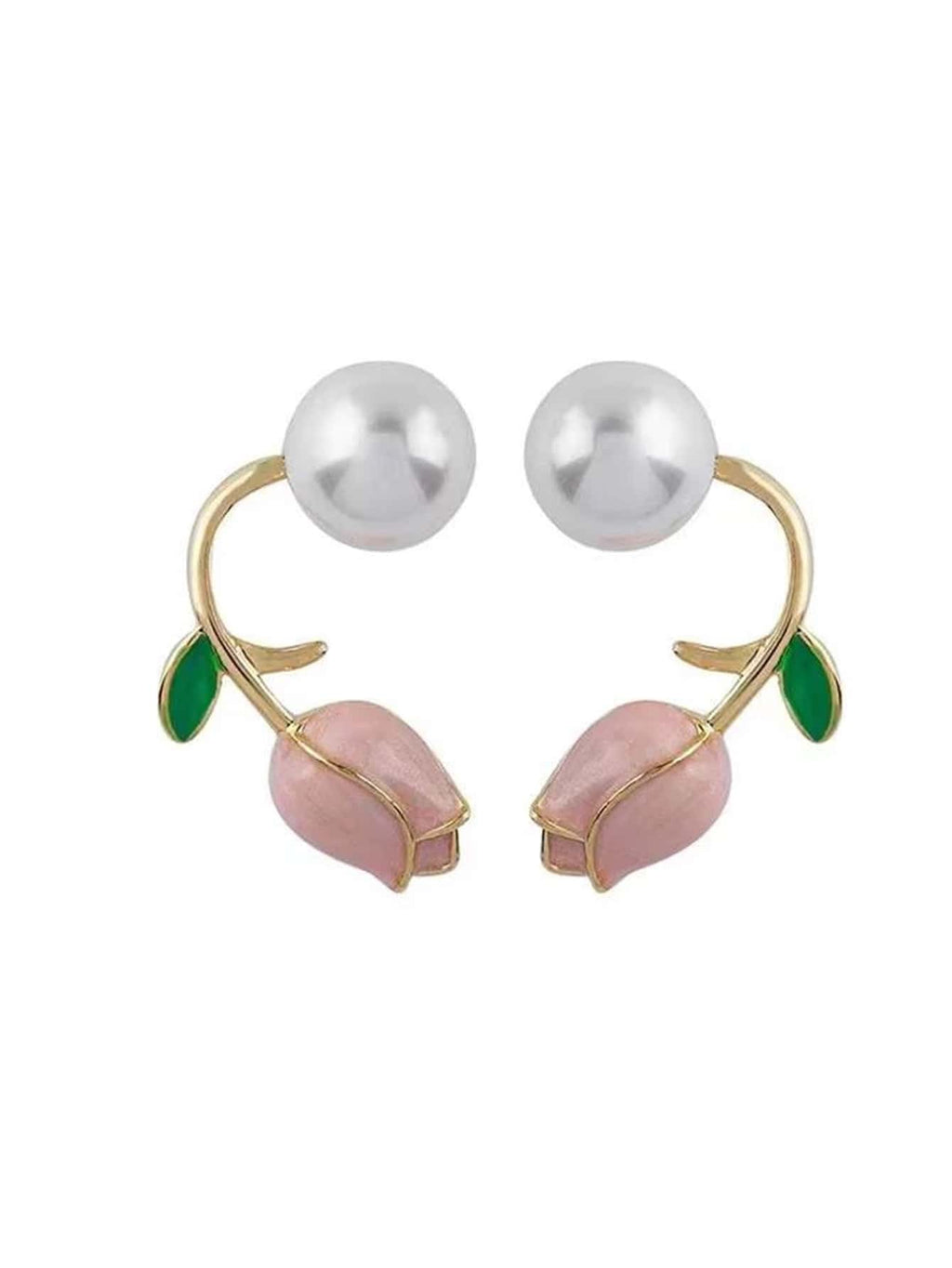1 Pair Pink Tulip Earrings, 2 Stud Earrings, Petite & Fashionable, Sweet & Elegant .