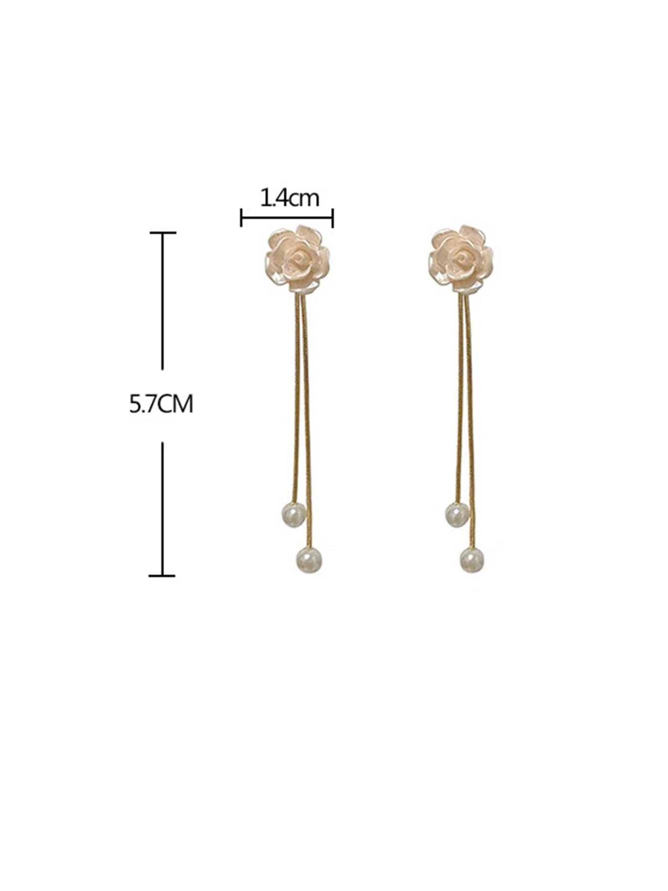 1pair White Flower, Faux Pearl & Tassel Decor Drop Earrings For Wedding Boho  Accessories  .