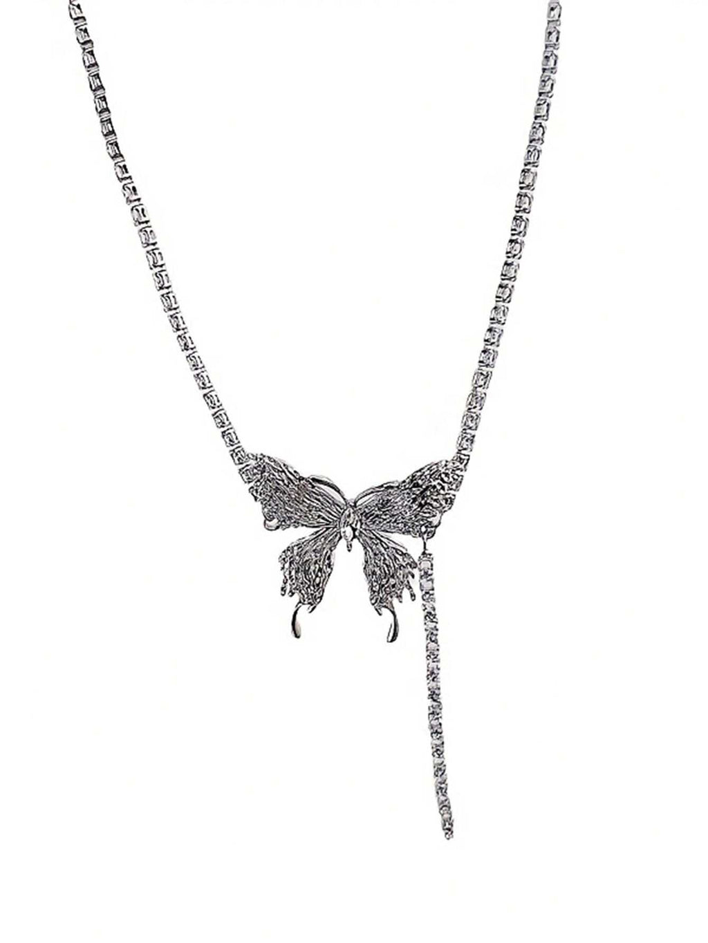 CVNANA 1pc Eye-Catching Y2K-Inspired Butterfly Tassel Choker – Glamorous Rhinestone Party Necklace For Fashionable Teens