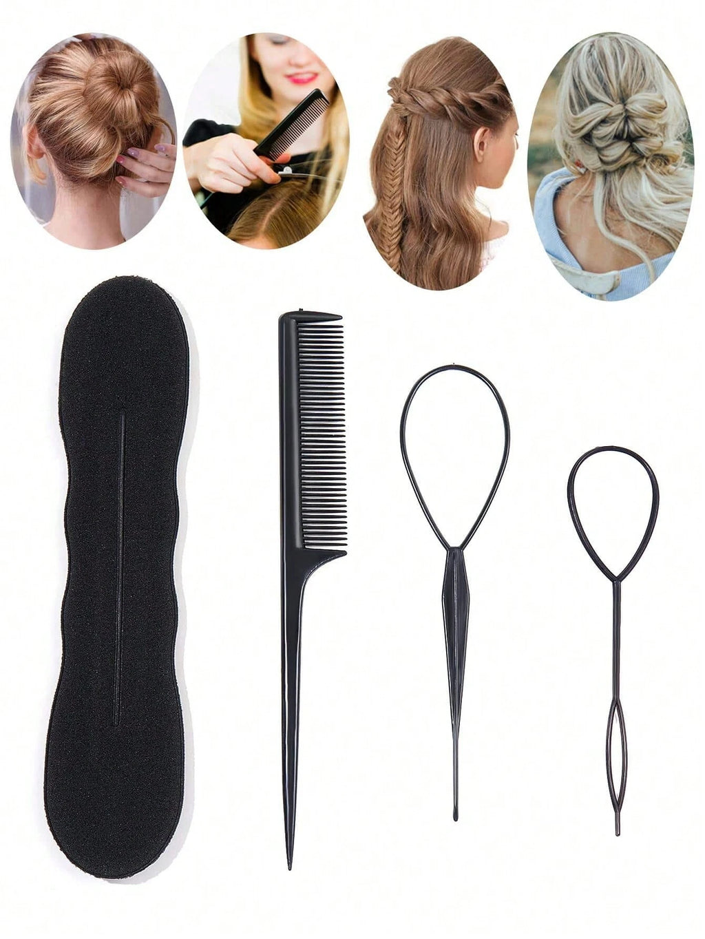 4pcs/6pcs Hair Styling Set Hair Bun Maker Hair Comb Home Use Ponytail Hair Tool Fishtail Braid Braiding Tool Versatile Styling Practical