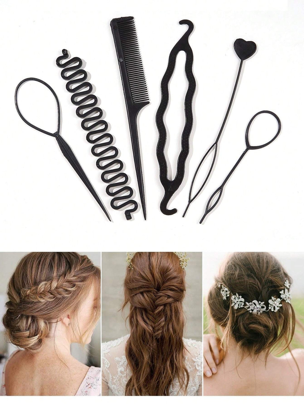 4pcs/6pcs Hair Styling Set Hair Bun Maker Hair Comb Home Use Ponytail Hair Tool Fishtail Braid Braiding Tool Versatile Styling Practical