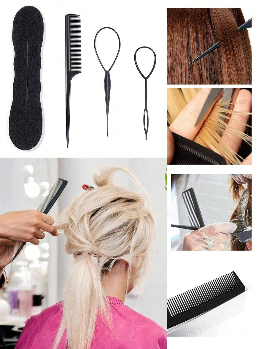 4pcs/6pcs Hair Styling Set Hair Bun Maker Hair Comb Home Use Ponytail Hair Tool Fishtail Braid Braiding Tool Versatile Styling Practical