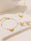 New Bowknot Stainless Steel Necklace + Bracelet + Earrings Set Women Fashion Minimalist Jewelry Set Suitable For Daily Wear