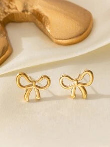 New Bowknot Stainless Steel Necklace + Bracelet + Earrings Set Women Fashion Minimalist Jewelry Set Suitable For Daily Wear