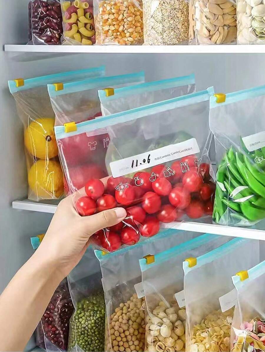90pcs Thick Ziplock Freezer Bags, Blue Color Reusable Microwave Airtight Seal Storage Bags For Refrigerator, Suitable For 60pcs/50pcs/45pcs/40pcs/30pcs/25pcs/20pcs/15pcs/10pcs/1pc .