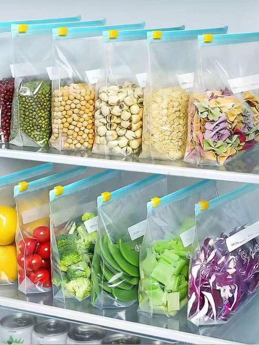 90pcs Thick Ziplock Freezer Bags, Blue Color Reusable Microwave Airtight Seal Storage Bags For Refrigerator, Suitable For 60pcs/50pcs/45pcs/40pcs/30pcs/25pcs/20pcs/15pcs/10pcs/1pc .