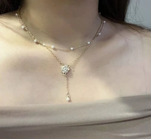 Faux Pearl Decor Chain Necklace