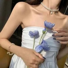 1pc Fashionable Women Pearl Necklace,Delicate Choker Design With Premium Feel, Short Collarbone Chain