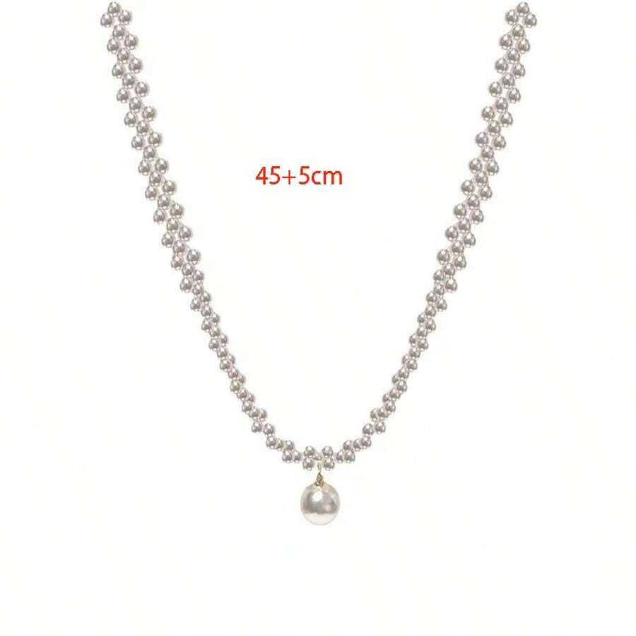 1pc Fashionable Women Pearl Necklace,Delicate Choker Design With Premium Feel, Short Collarbone Chain