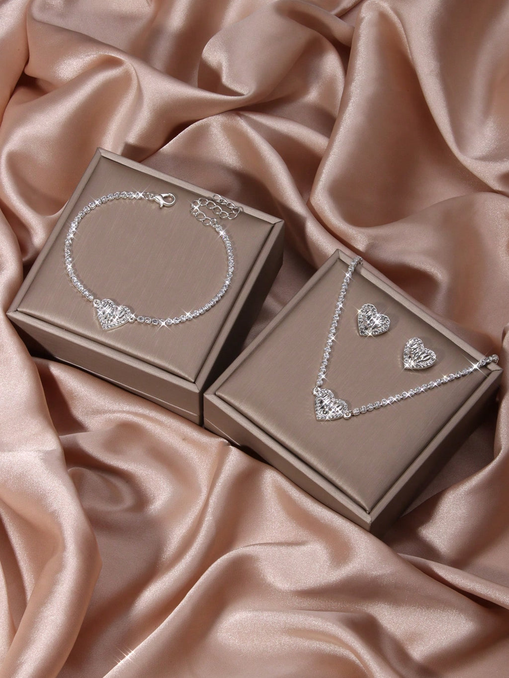 Fashionable Rhinestone Earrings Necklace Bracelet Butterfly Pendant Jewelry Set For Women Party Wedding Gift