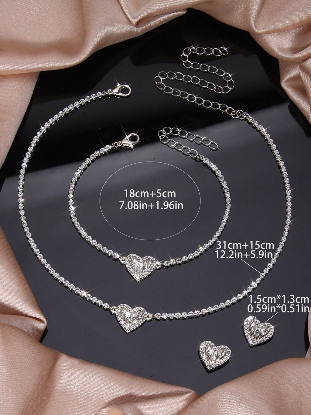 Fashionable Rhinestone Earrings Necklace Bracelet Butterfly Pendant Jewelry Set For Women Party Wedding Gift