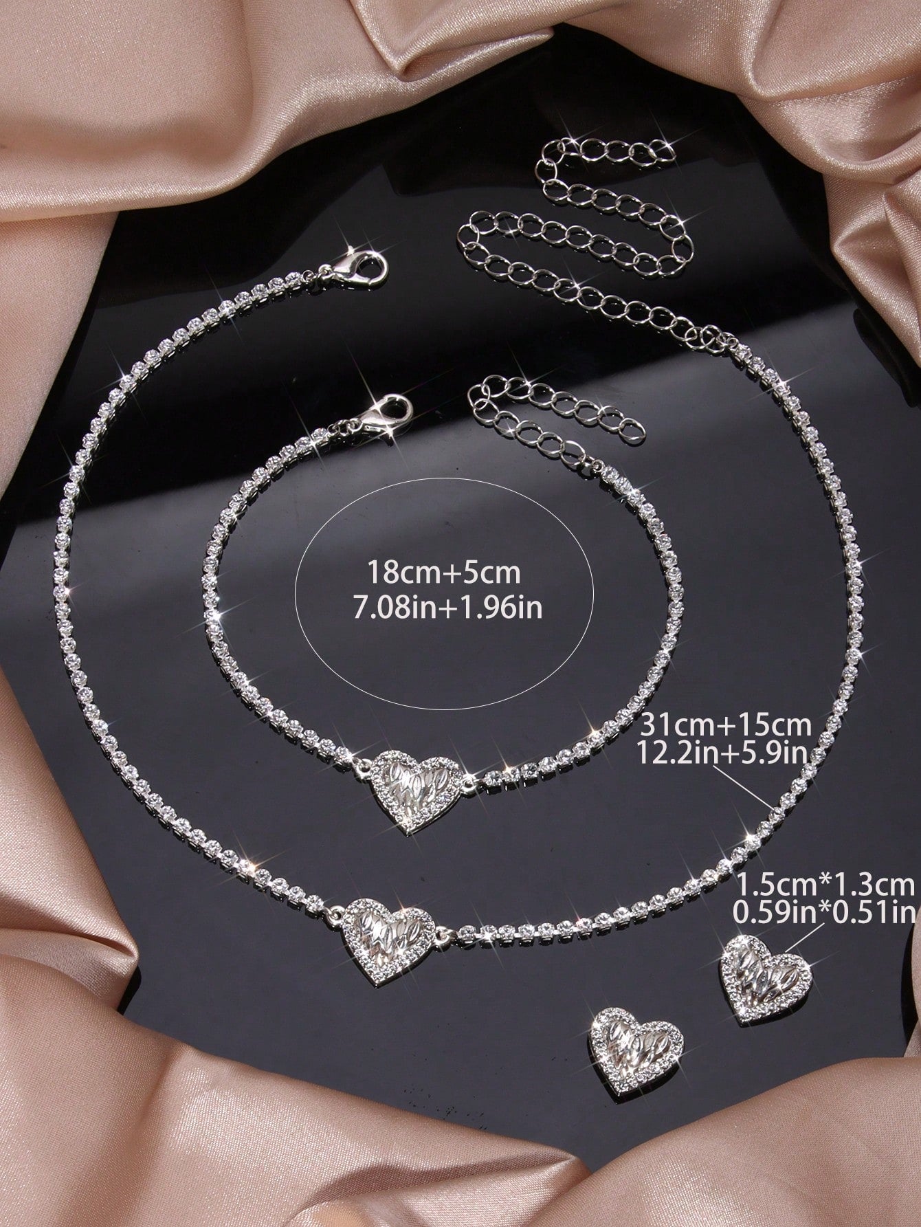 Fashionable Rhinestone Earrings Necklace Bracelet Butterfly Pendant Jewelry Set For Women Party Wedding Gift