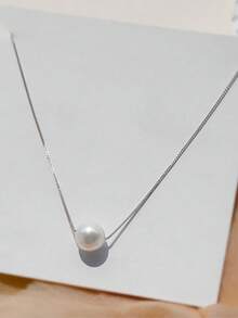 1pc Minimalist Single Faux Pearl Necklace, Elegant Bridal Necklace Accessories