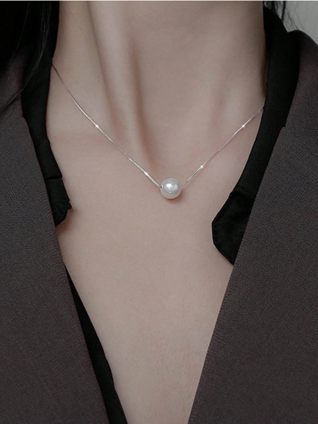 1pc Minimalist Single Faux Pearl Necklace, Elegant Bridal Necklace Accessories