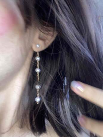 1pair Chain & Pearl Decor Long Earrings