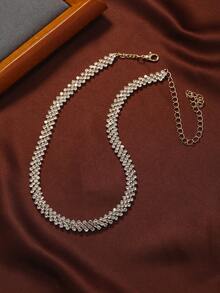Women Elegant Rhinestone Decor Choker