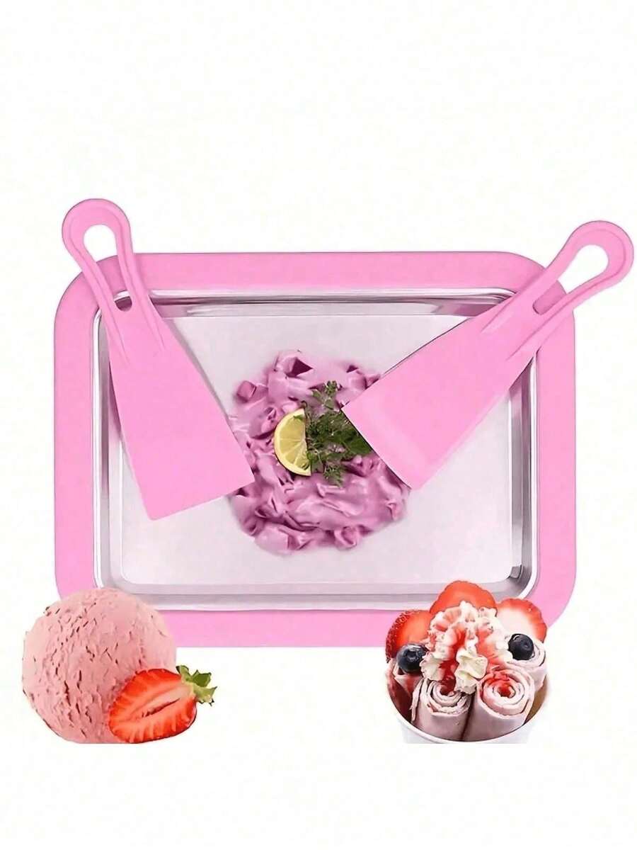 1pc/Set Manual Ice Cream Maker And Frozen Yogurt Maker, Dual-Mode Design. Scraper Helps Evenly Roll Ice, Suitable For Home Kitchen And Outdoor Camping, Easy To Make Frozen Desserts.