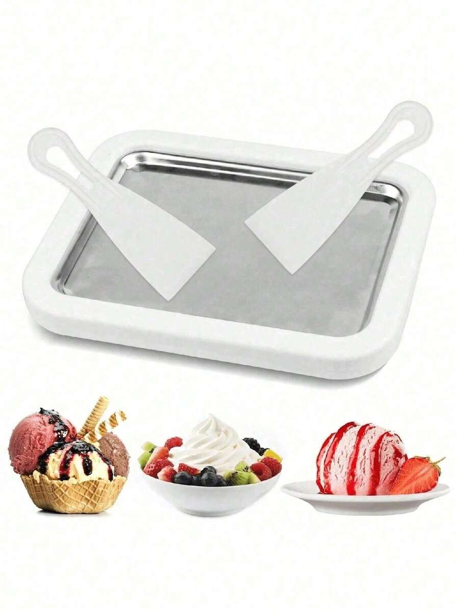 1pc/Set Manual Ice Cream Maker And Frozen Yogurt Maker, Dual-Mode Design. Scraper Helps Evenly Roll Ice, Suitable For Home Kitchen And Outdoor Camping, Easy To Make Frozen Desserts.
