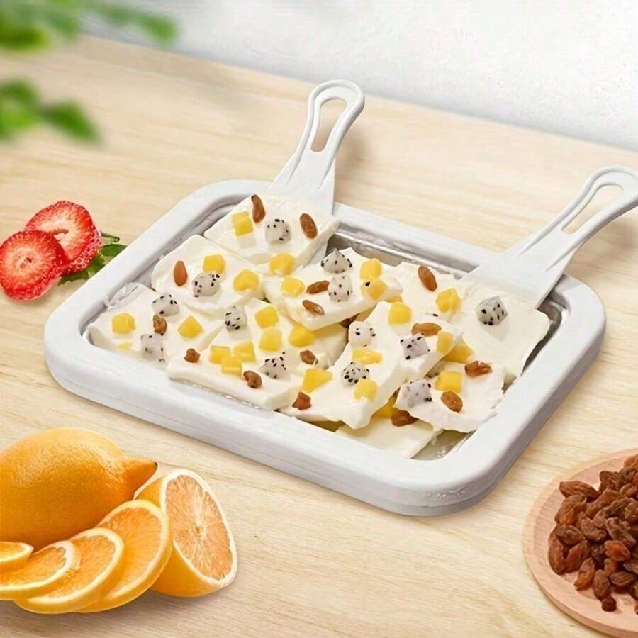 1pc/Set Manual Ice Cream Maker And Frozen Yogurt Maker, Dual-Mode Design. Scraper Helps Evenly Roll Ice, Suitable For Home Kitchen And Outdoor Camping, Easy To Make Frozen Desserts.