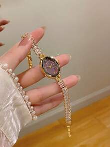pc Square Gold Women's Quartz Watch Bracelet, Minimalist Fashion Elegant, Suitable For Daily Wear, Best Choice For Holiday Gift .
