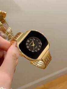 pc Square Gold Women's Quartz Watch Bracelet, Minimalist Fashion Elegant, Suitable For Daily Wear, Best Choice For Holiday Gift .
