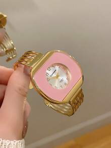 pc Square Gold Women's Quartz Watch Bracelet, Minimalist Fashion Elegant, Suitable For Daily Wear, Best Choice For Holiday Gift .