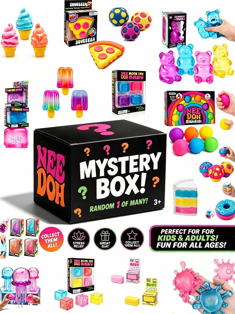 Mystery Box Squishy Surprise Toy, Random Style Stress Relief Squeeze Fingertip Toy, Collectible Mini Toy For Kids And Adults, Ideal Party And Holiday Gift .
