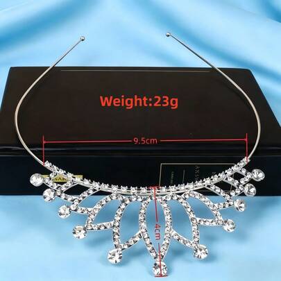 1pc Women Rhinestone Heart Decor Luxury Style Bridal Headband Party Tiaras  Hair Accessories
