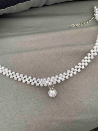 1pc Fashionable Women Pearl Necklace,Delicate Choker Design With Premium Feel, Short Collarbone Chain