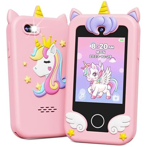 Kids Smart Phone Toy - 3.5" Touchscreen with Dual Cameras, Learning, Fun Entertainment, 8 GB Card Toy Phone for Kids, Toddler Toy Phone for Girls Boys Age 3-12(Pink)