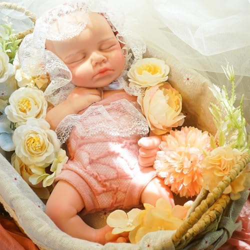 12in Full Silicone Reborn Baby Dolls Hand Painted Lifelike Weighted Doll Realistic Soft Newborn Girl Babies Silicone Full Body Not Vinyl for Ages 3+