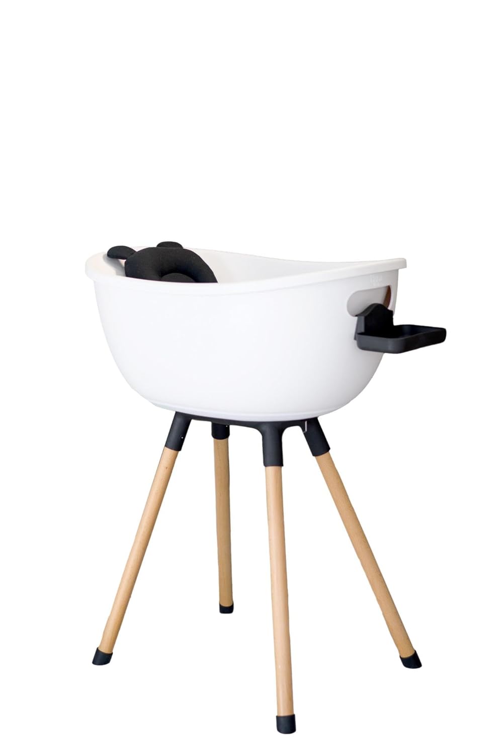 Babu Bath Luxury Baby Bathtub with Wooden Stand – 3-Stage Convertible, Ergonomic & Back-Saving Design (Black Bundle (Modern))v