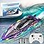 Remote Control Boat Toys-2.4GHz 20KPH with 2 Rechargeable Batteries-3 LED Light Modes 200 Feet RC Distance-Rechargeable Waterproof RC Boat-Best Pool Lake Water for Kids Adults(Purple)