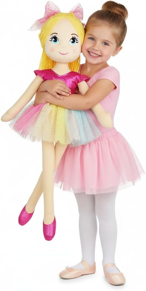 June Garden 30" XL Ballerina Princess Polina - Stuffed Plush Life Size Soft Doll - Pink Outfit - Gift for Toddlers and Little Girls
