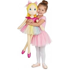 June Garden 30" XL Ballerina Princess Polina - Stuffed Plush Life Size Soft Doll - Pink Outfit - Gift for Toddlers and Little Girls