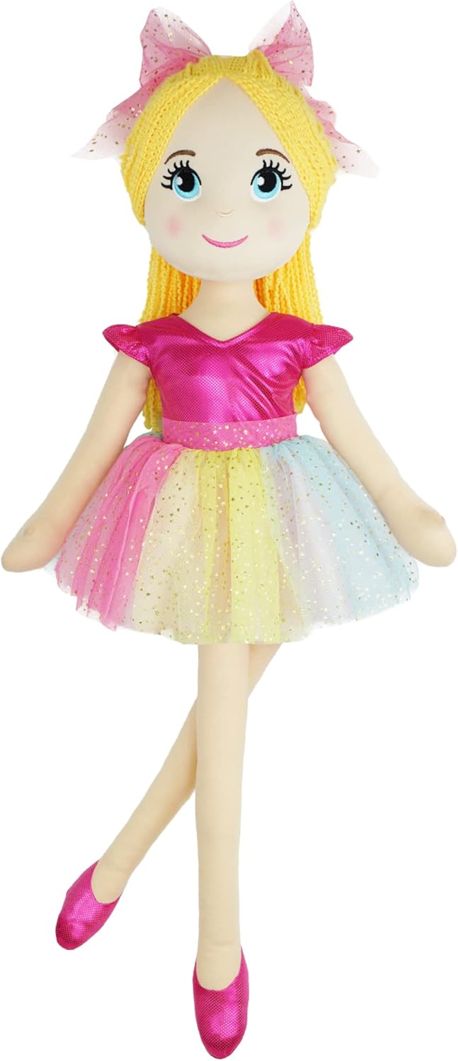 June Garden 30" XL Ballerina Princess Polina - Stuffed Plush Life Size Soft Doll - Pink Outfit - Gift for Toddlers and Little Girls