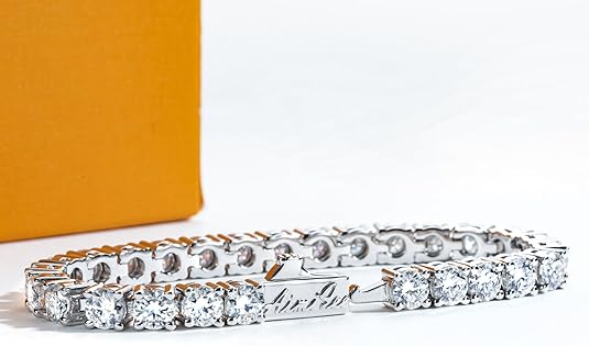 4.2-20.4cttw Moissanite Tennis Bracelet for Women Men D Color VVS1 Clarity Round Brilliant Cut S925 Sterling Silver 3/4.5/5.5mm Moissanite Bracelet with Certificate