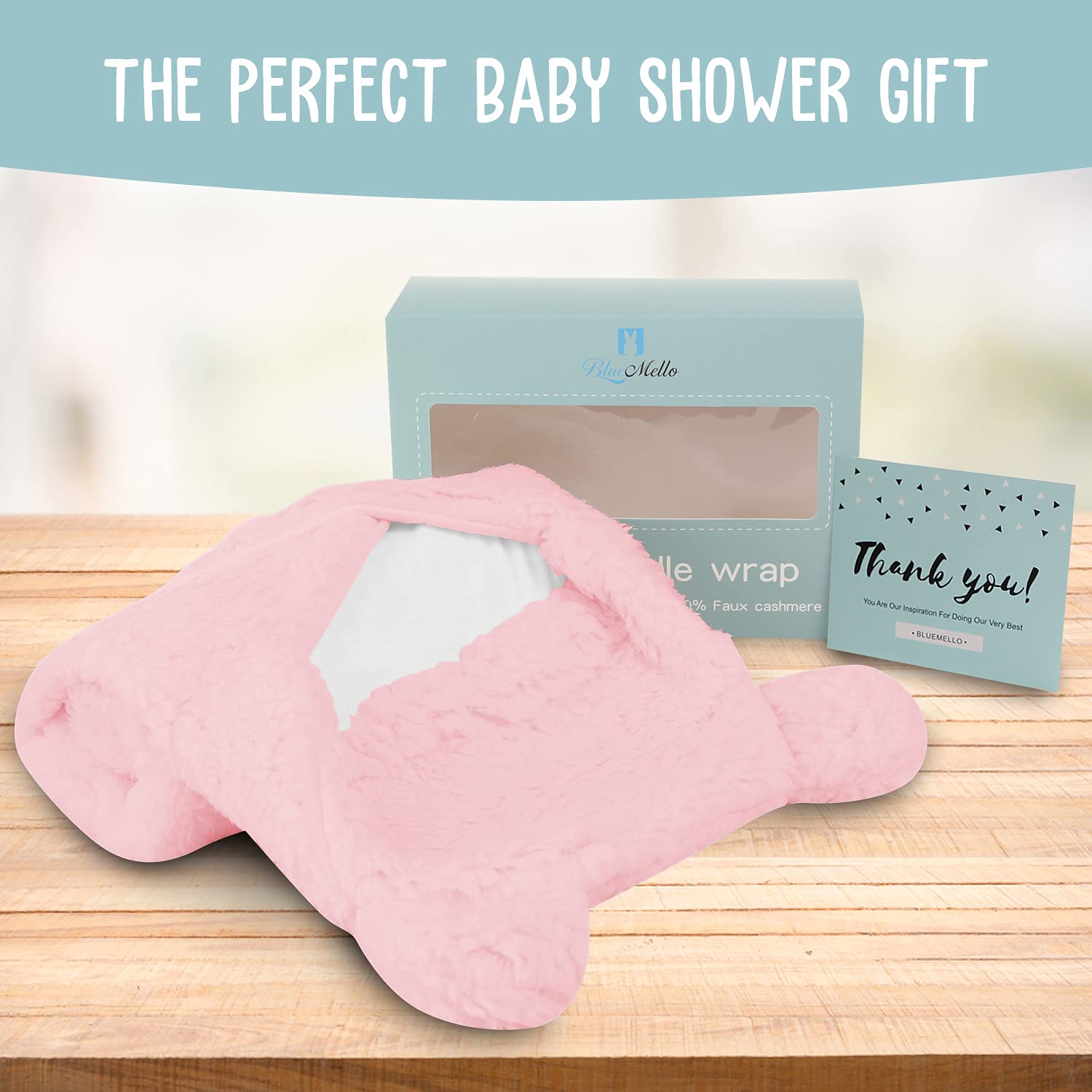 BlueMello Baby Swaddle Blanket | Ultra-Soft Plush Essential for Infants 0-6 Months | Receiving Swaddling Wrap Pink | Ideal Newborn Registry and Toddler Boy Accessories | Perfect Baby Girl / Boy  Shower Giftv