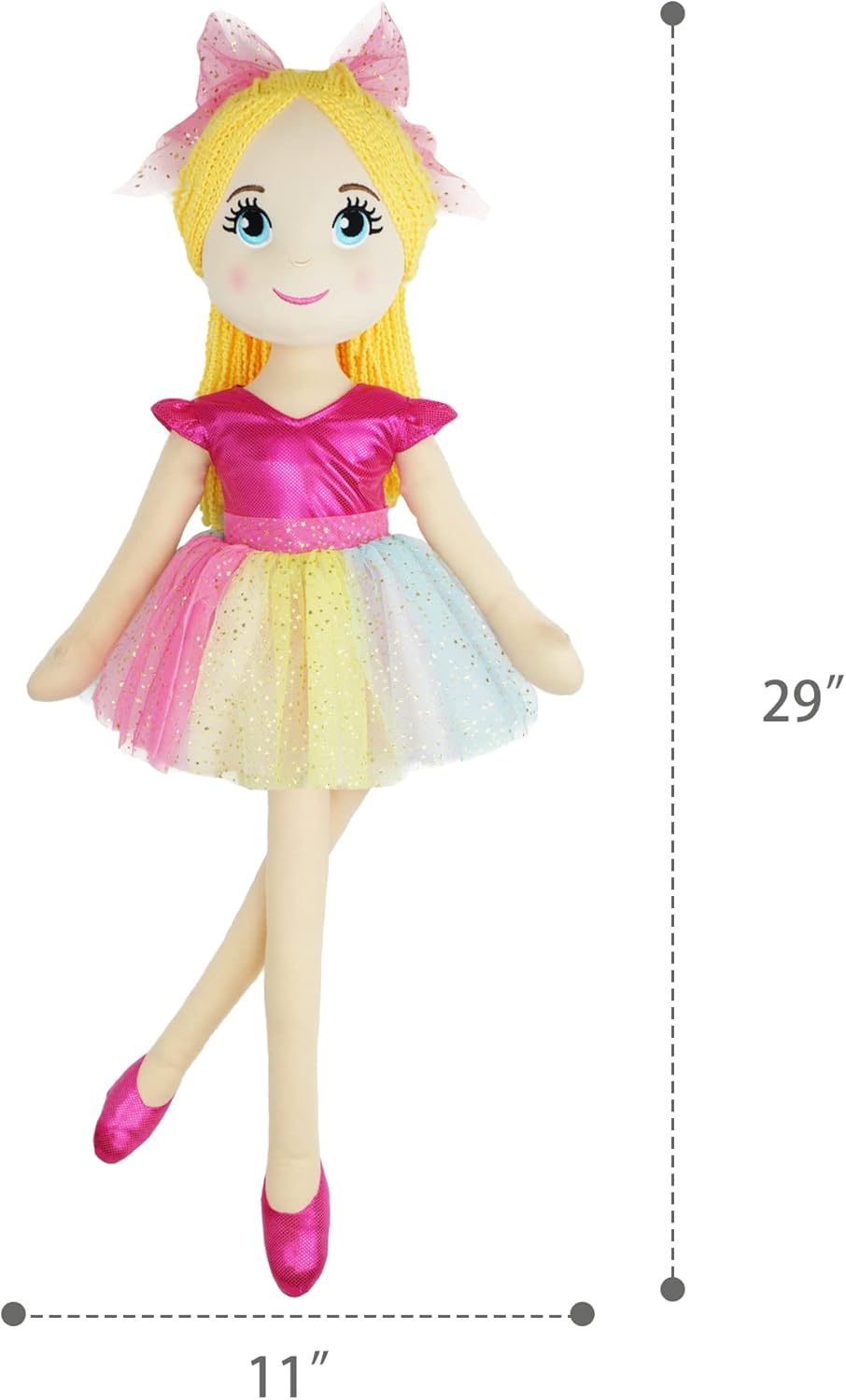 June Garden 30" XL Ballerina Princess Polina - Stuffed Plush Life Size Soft Doll - Pink Outfit - Gift for Toddlers and Little Girls