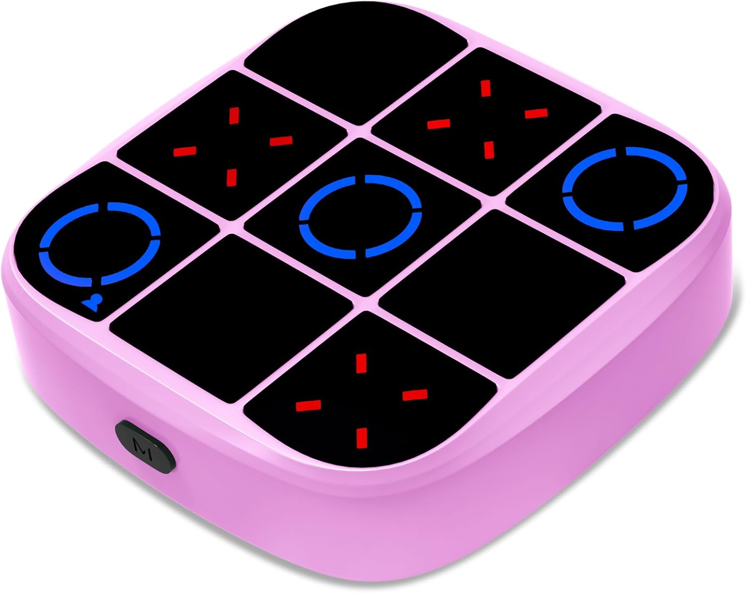 vTic-Tac-Toe Bolt Game, 4-in-1 Handheld Puzzle Games Console, Electronic Tic-Tac-Toe Game for Educational and Memory Growth, Portable Travel Games for Car Ride, Board Games for Kids and Adults (Pink)