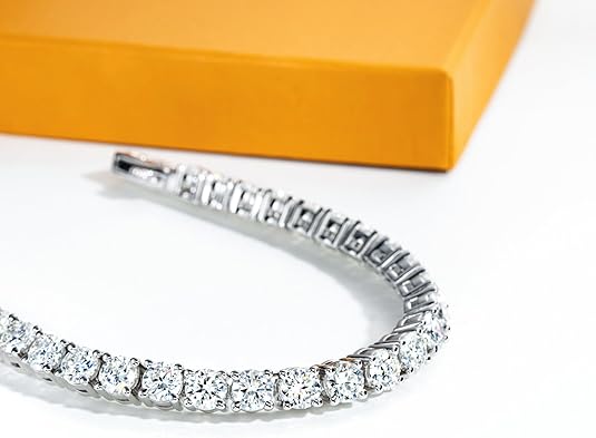 4.2-20.4cttw Moissanite Tennis Bracelet for Women Men D Color VVS1 Clarity Round Brilliant Cut S925 Sterling Silver 3/4.5/5.5mm Moissanite Bracelet with Certificate