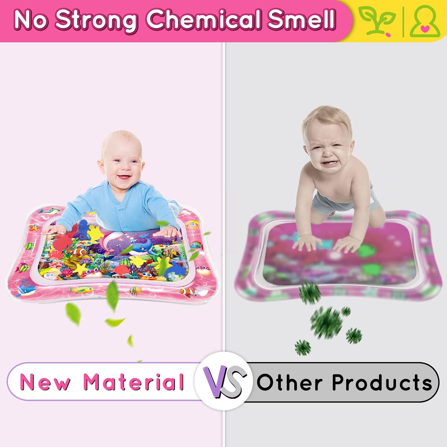 vInfinno Tummy Time Water Mat for Babies, Baby Toys for 3 6 9 Months Girls and Boys Sensory Development, Great Gift Idea for Newborns